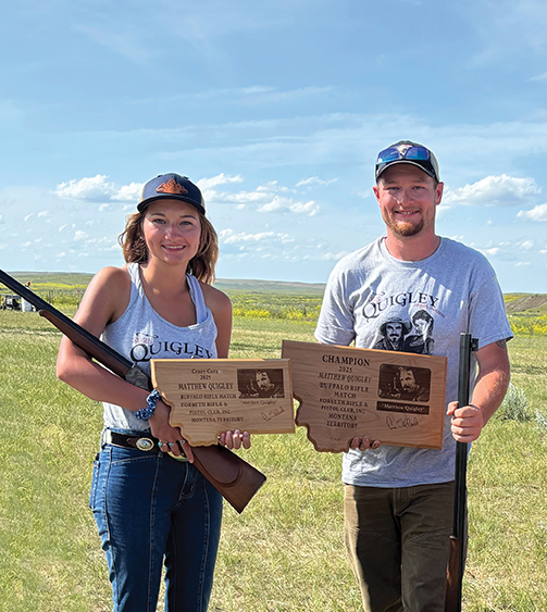 Christy Derenburger (left), High Woman shooter and her brother, Colton Derenburger (right), High Overall shooter at 2025 - Matthew Quigley Buffalo Rifle Match.